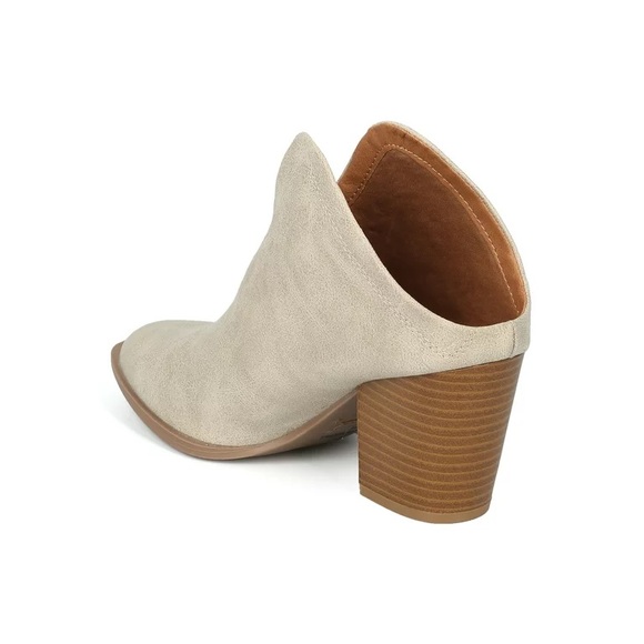 Qupid Pointy Toe Plunging Block Heel Booties Mule Slid Ons - Picture 13 of 13